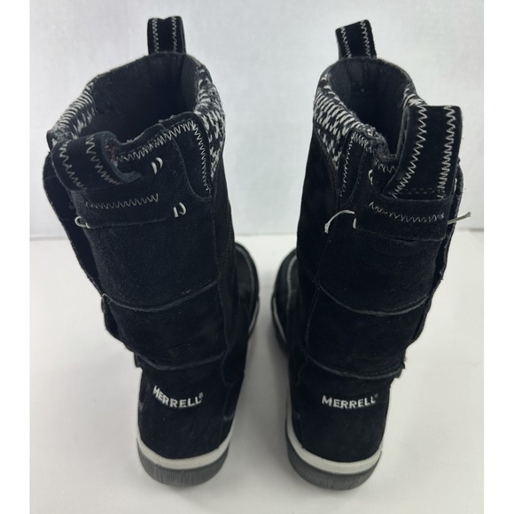 Merrell Tempest High Black Suede Button Boots Winter Warm Snow Women's Size 9 - Picture 9 of 12